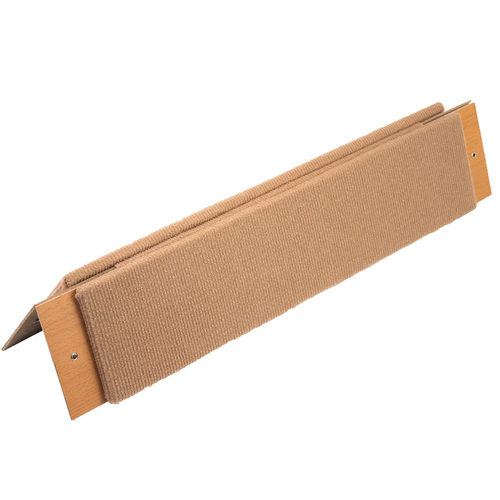 Когтеточка настенная угловая из ковролина с мятной пропиткой, бежевая 57*24*1,5см мех 99ред99 8409беж 8409беж