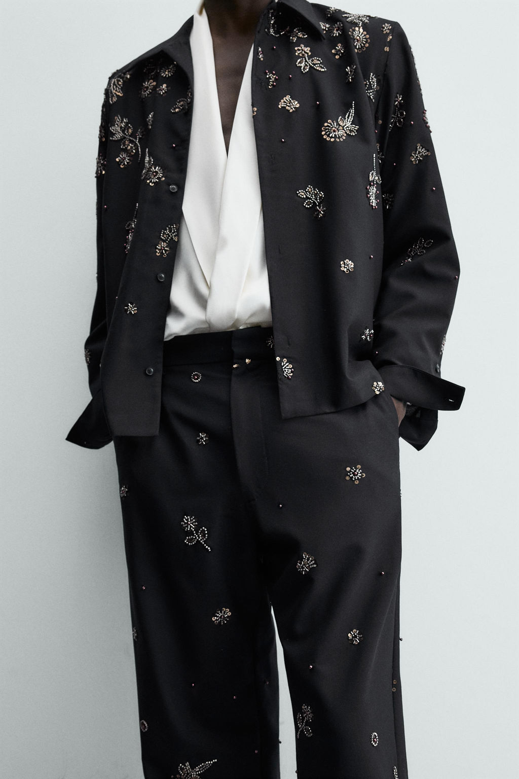 LIMITED EDITION RELAXED FIT SEQUIN TROUSERS - Zara фото 5