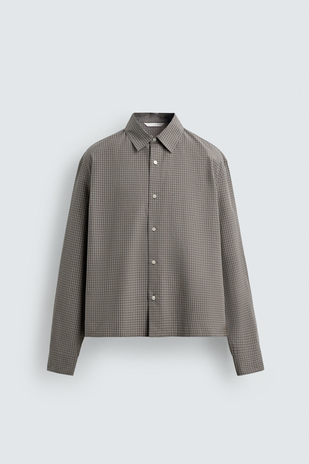 CAMISA BOXY FIT CUADROS / Marr?n / Topo - Zara фото 7