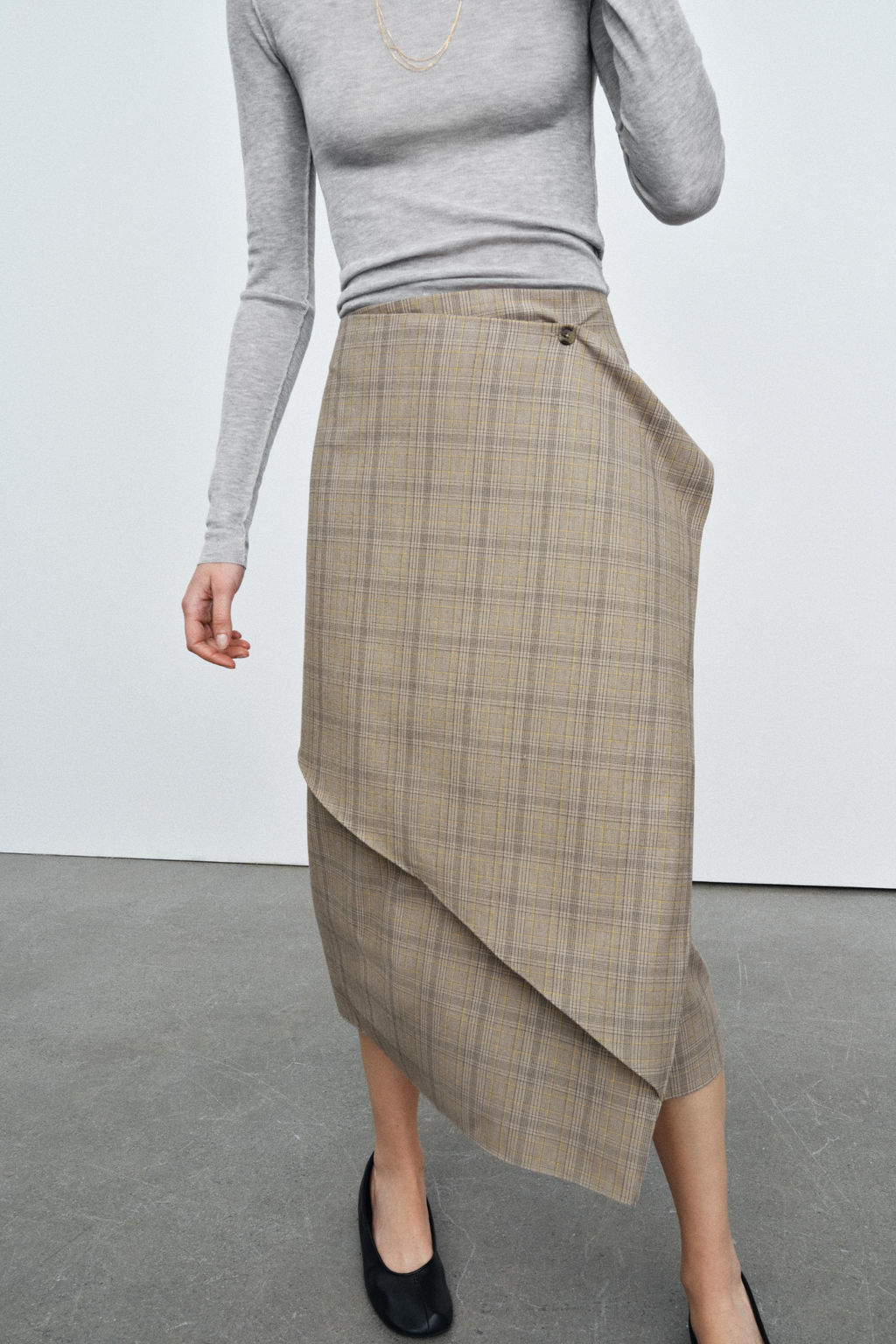 ZW COLLECTION CHECK RUFFLED SKIRT - Zara фото 2
