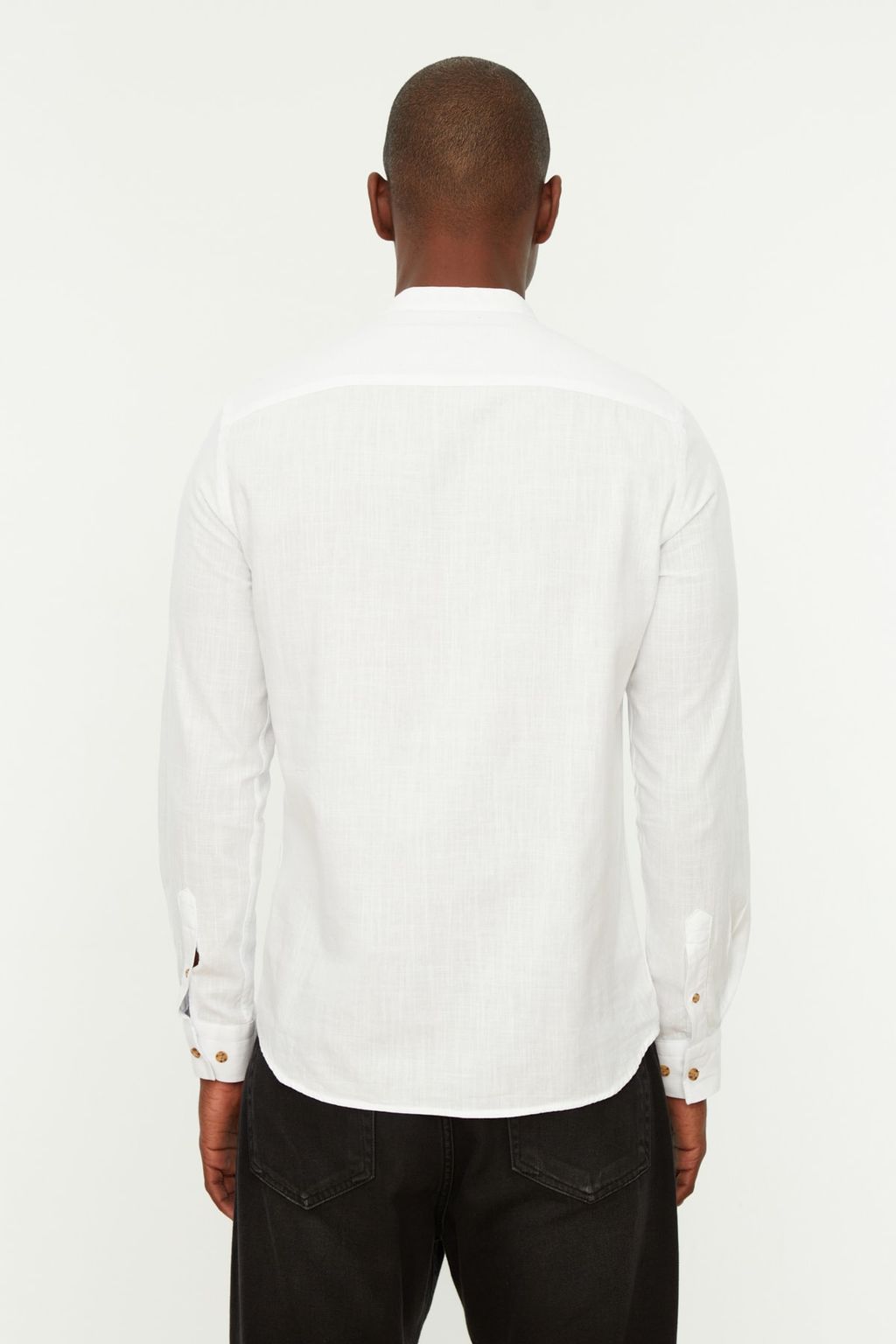 TRENDYOL MAN Mavi Slim Fit Yar?m Patl? Dugmeli Hakim Yaka Keten Gorunumlu Gomlek TMNSS20GO0097 - Trendyolmilla фото 8