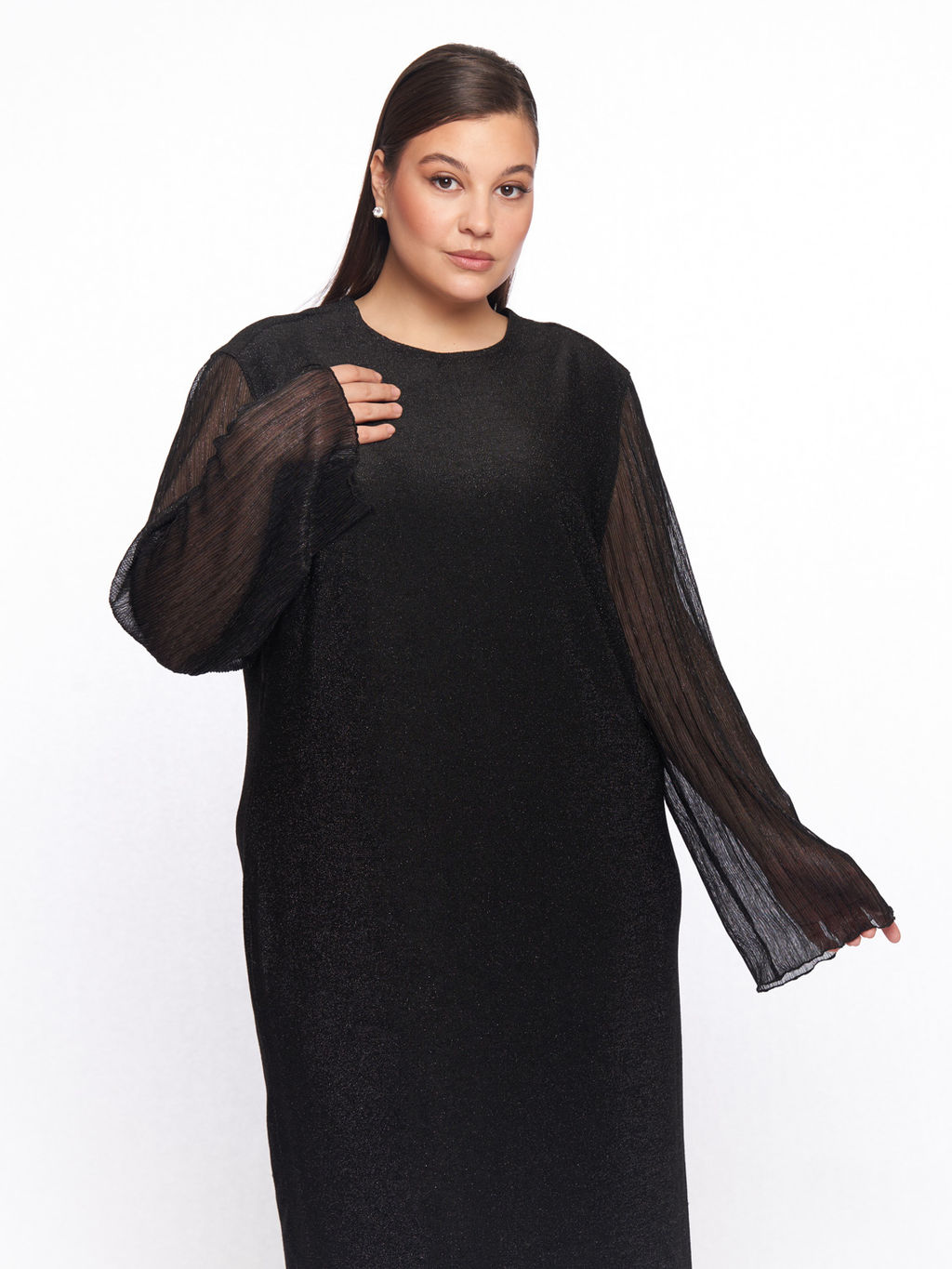 Платье с прозрачными рукавами PP51427BLK01