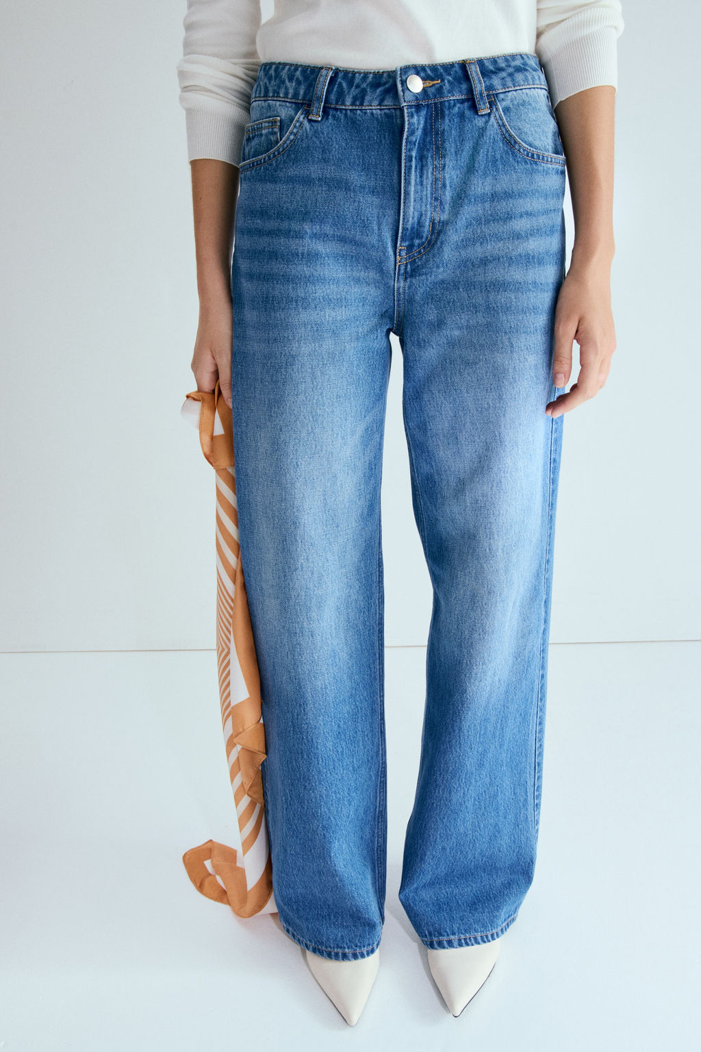 Vaquero con fular Straight High Waist - H&m фото 6
