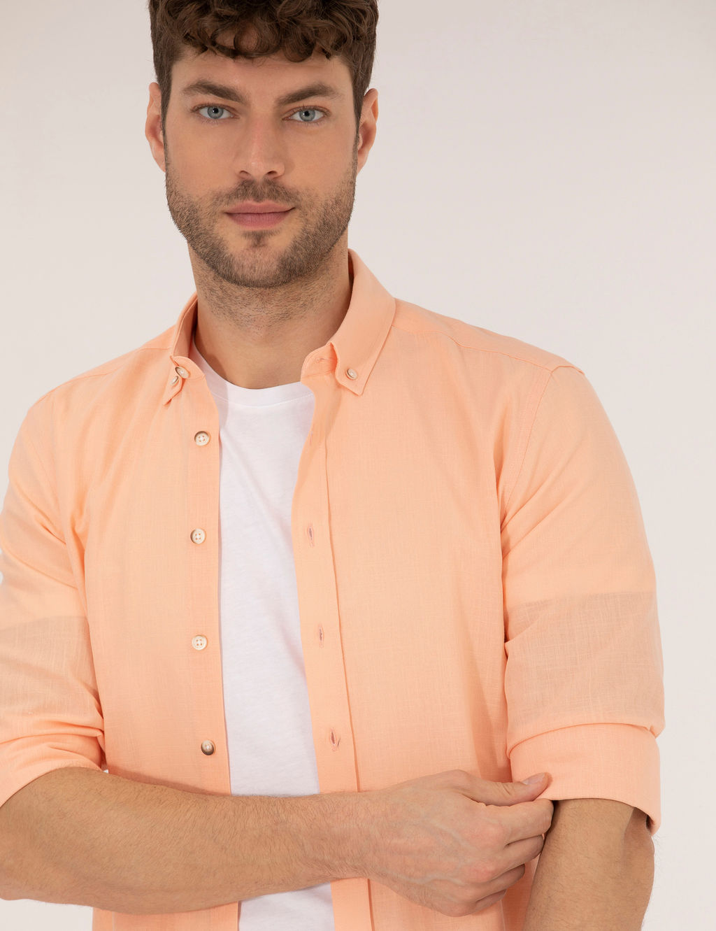 Turuncu Slim Fit Uzun Kollu G_mlek