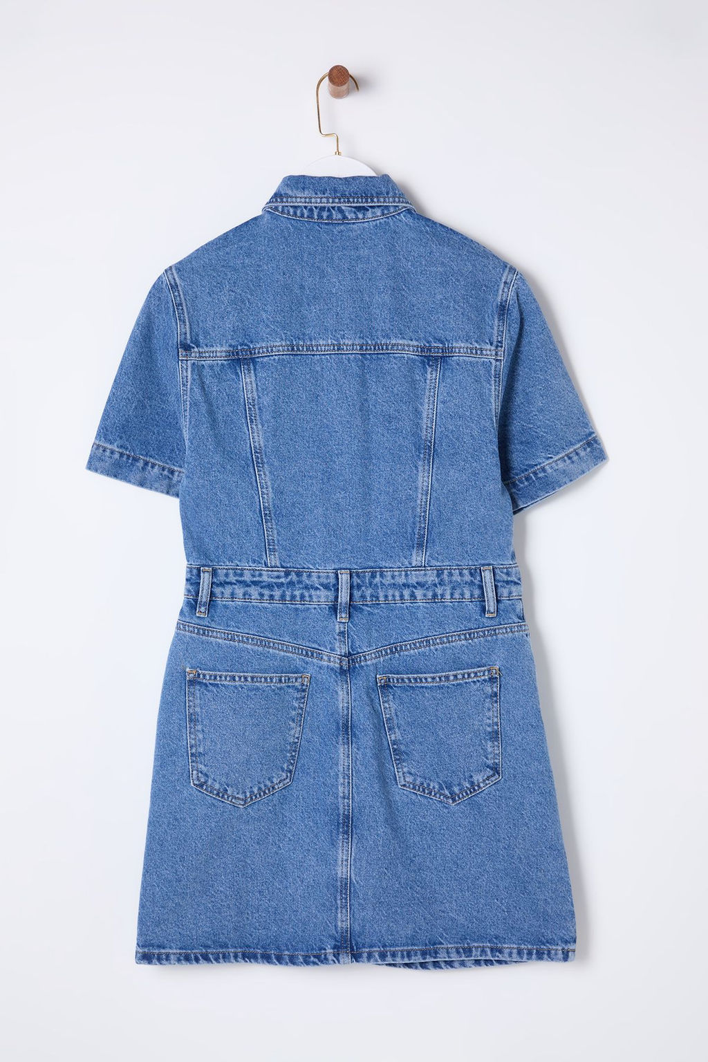 Mavi Cep Detayl? K?sa Kollu Mini Denim Gomlek Elbise TWOSS25EL00156