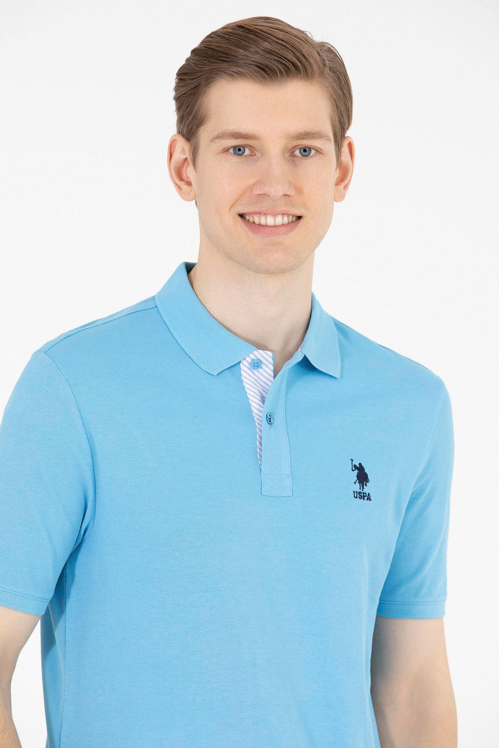 Мужская бирюзовая футболка с воротником поло Basic - U.s. polo assn фото 2