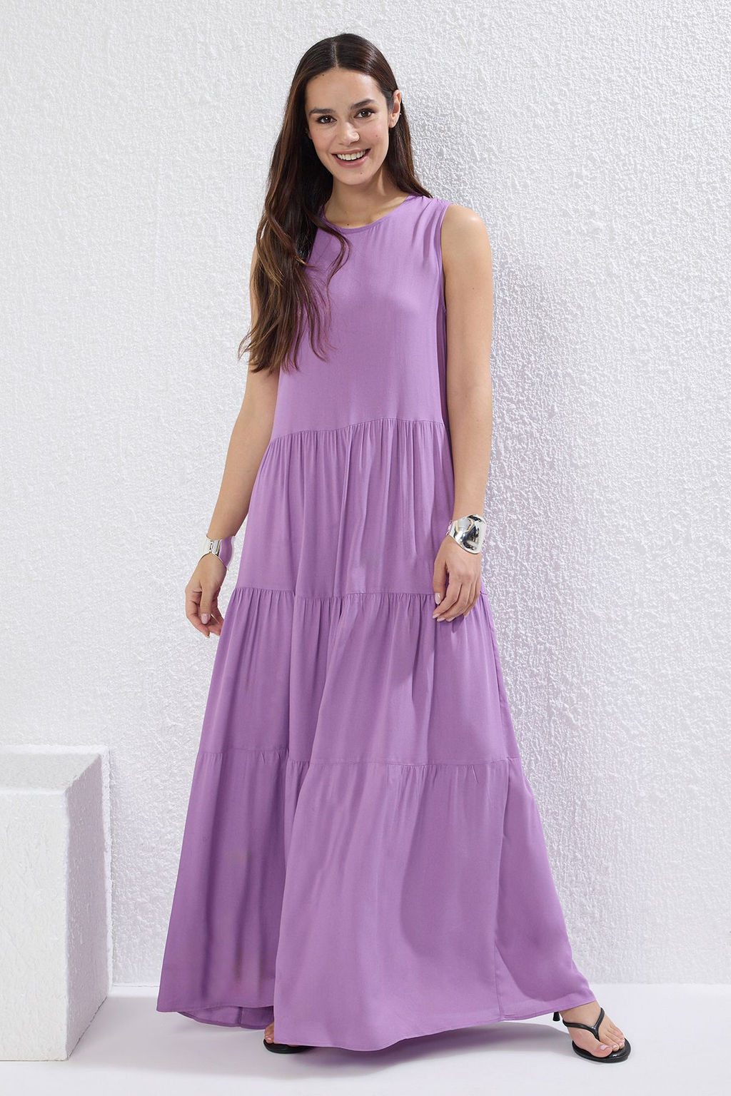 TRENDYOLMILLA Siyah Shift/Duz Kesim Maxi Kolsuz Dokuma Elbise TWOSS20EL1954 фото 9