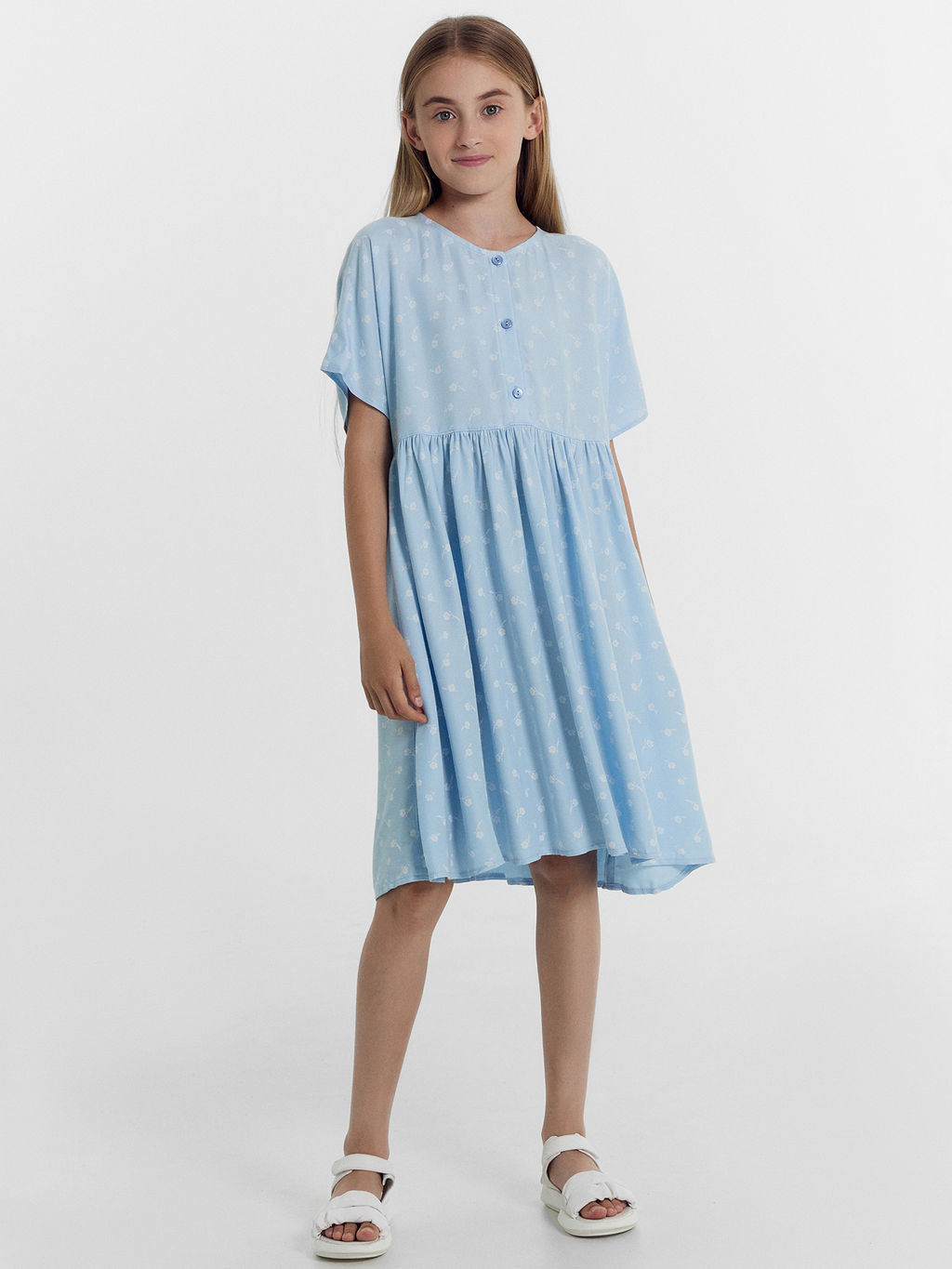 Платье для девочек нежно-голубое с цветами - Mark formelle фото 2
