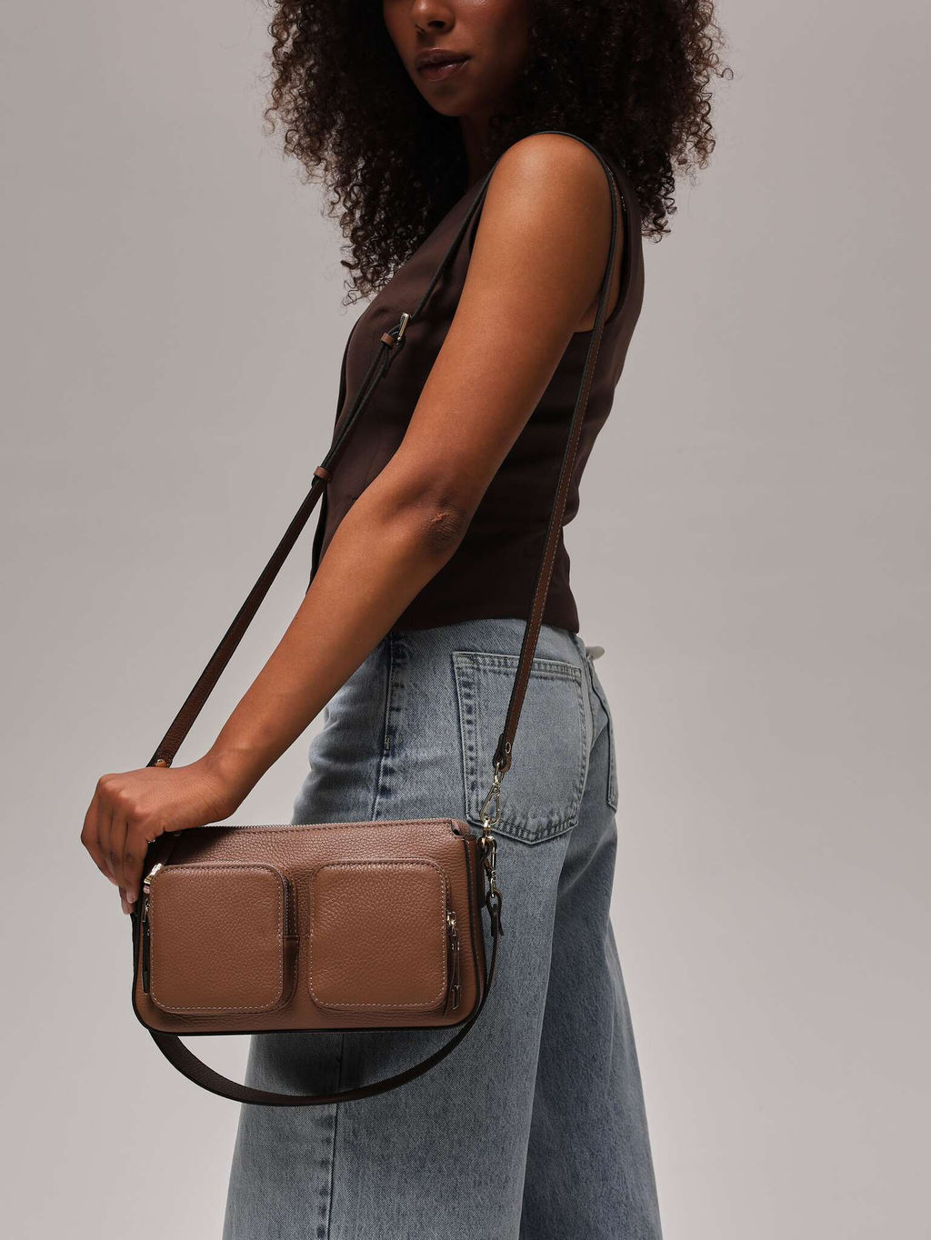 Сумка багет на плечо Deboro 31103 светлый орех