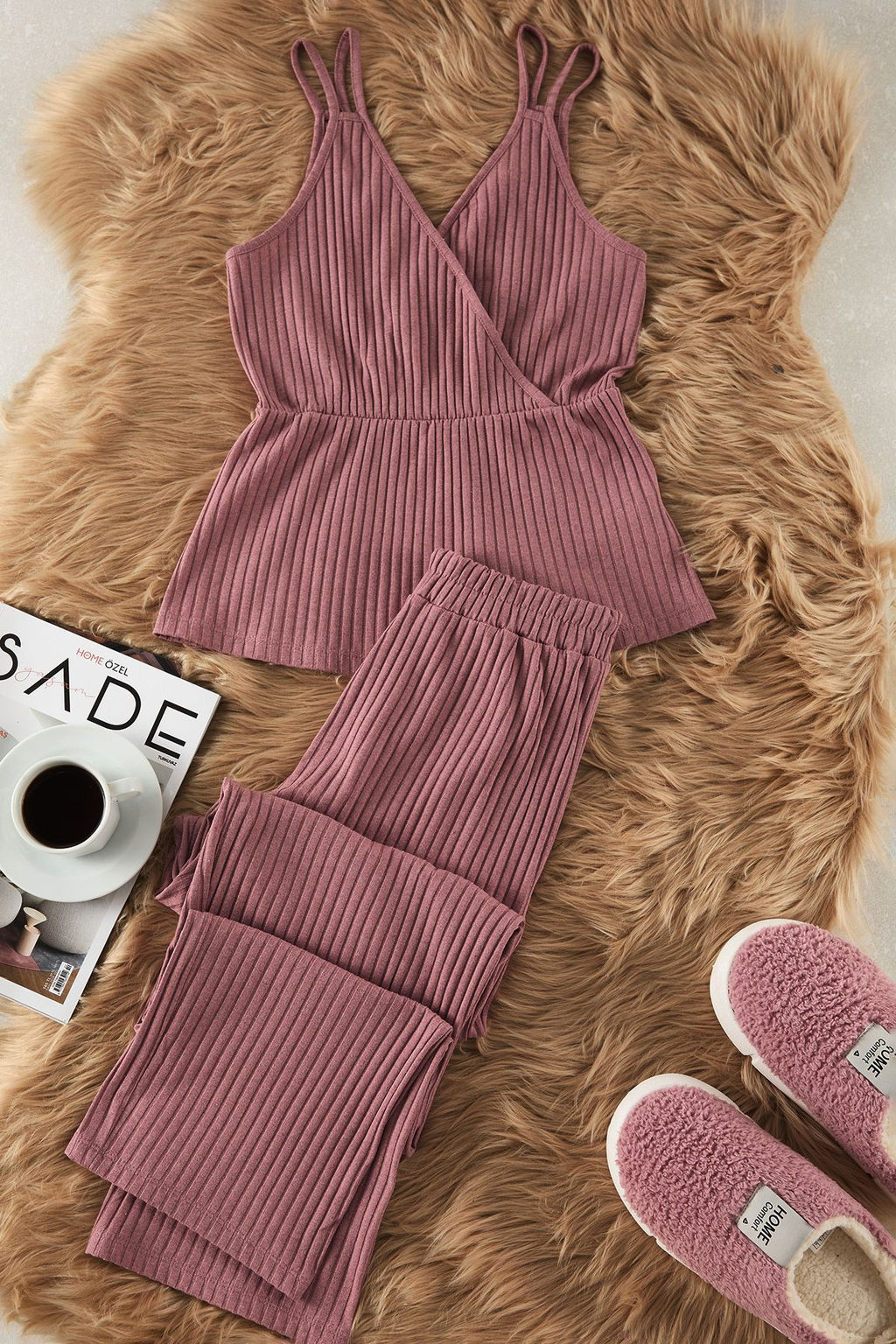 Trendyolmilla Antrasit Fitilli Ip Ask?l? Orme Pijama Tak?m? THMSS21PT0125 фото 28