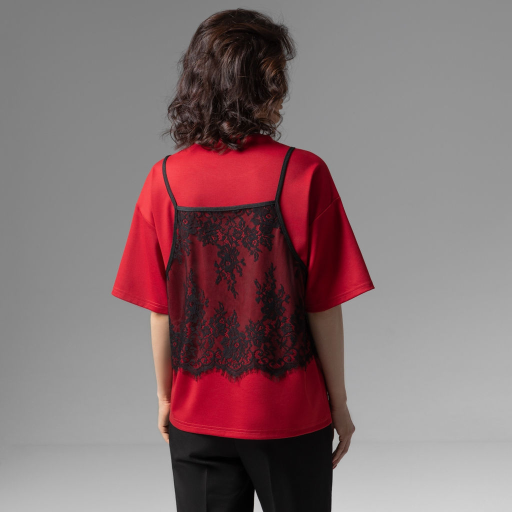 Футболка со съемным топом, Модный тандем (красный 2 в 1) - Charutti фото 11