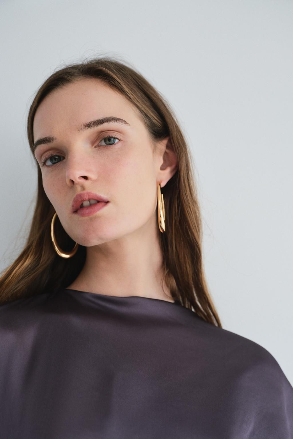 OVAL HOOP EARRINGS - Zara фото 2
