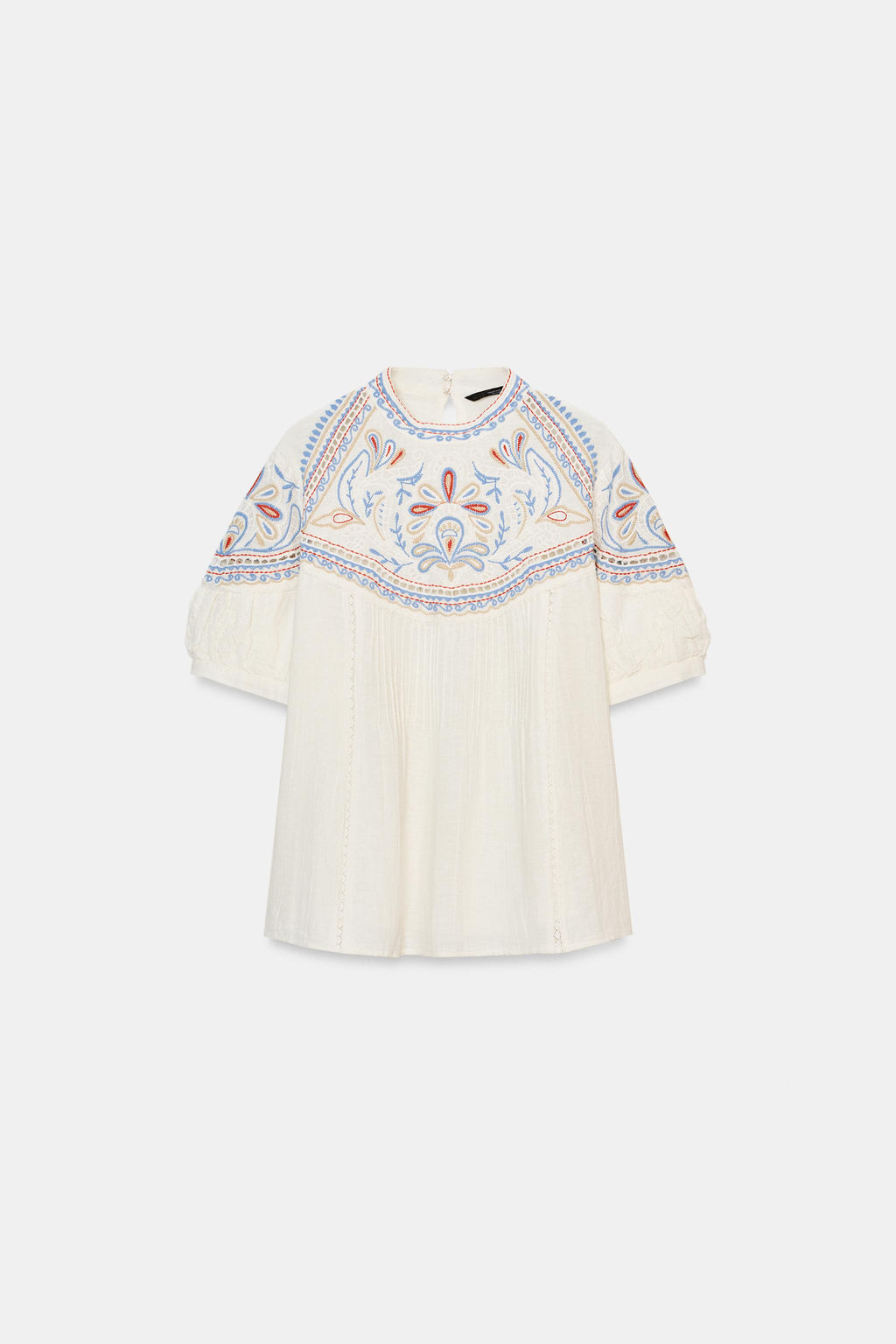 BLUSA BORDADOS MANGA CORTA / Crudo - Zara фото 5