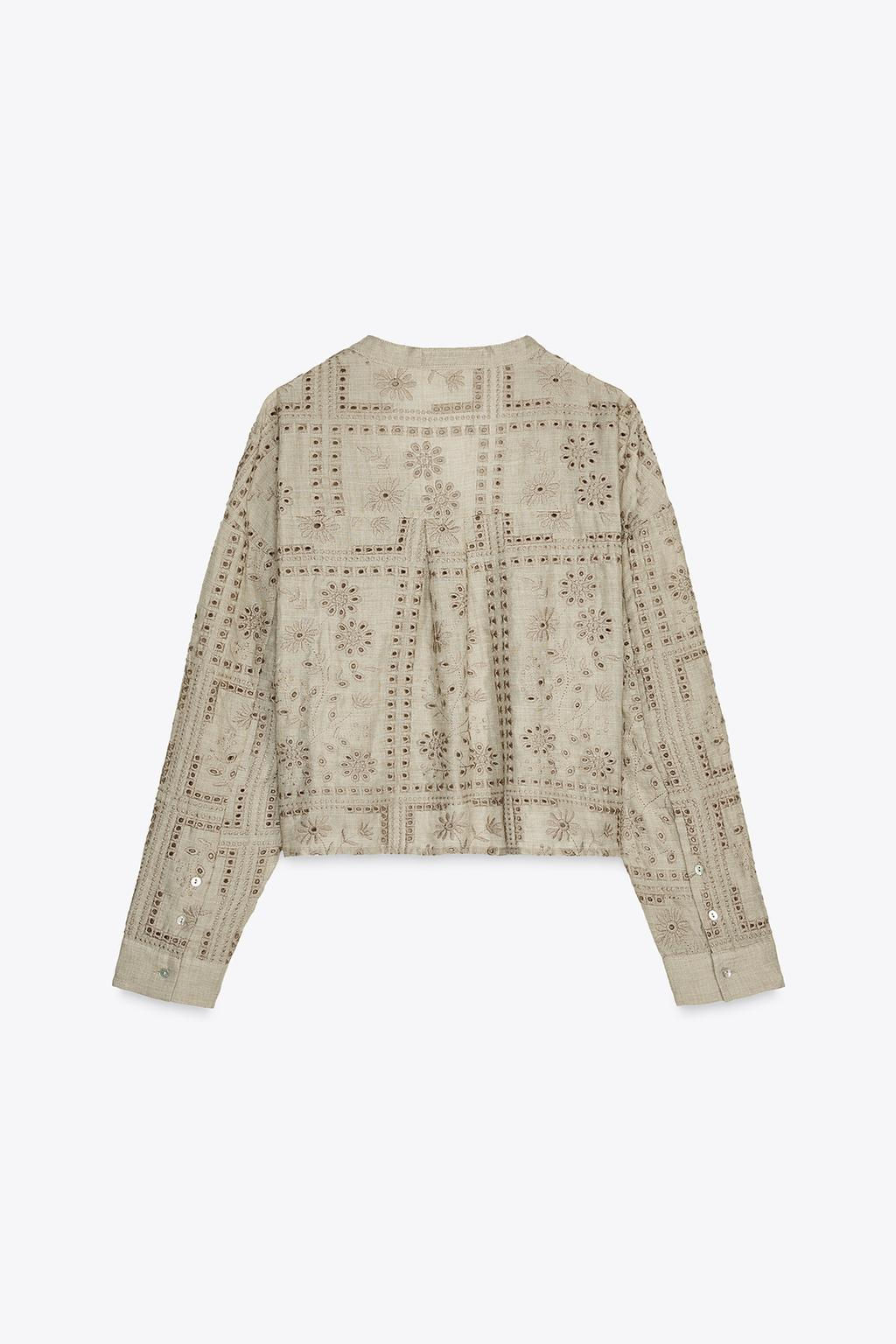 SHIRT WITH CUTWORK EMBROIDERY - Zara фото 8