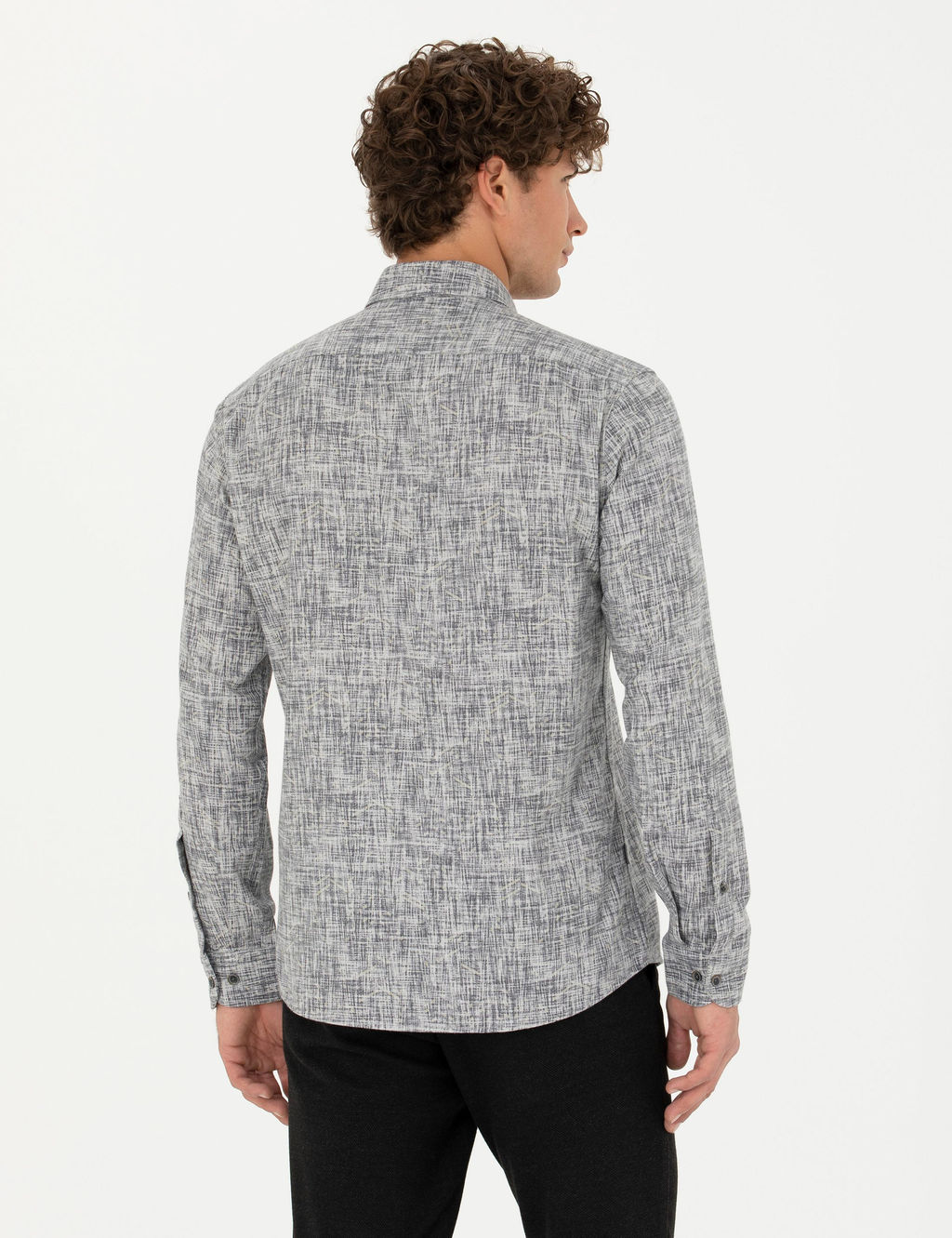Рубашка Pierre Cardin Slim Fit серая с длинным рукавом
