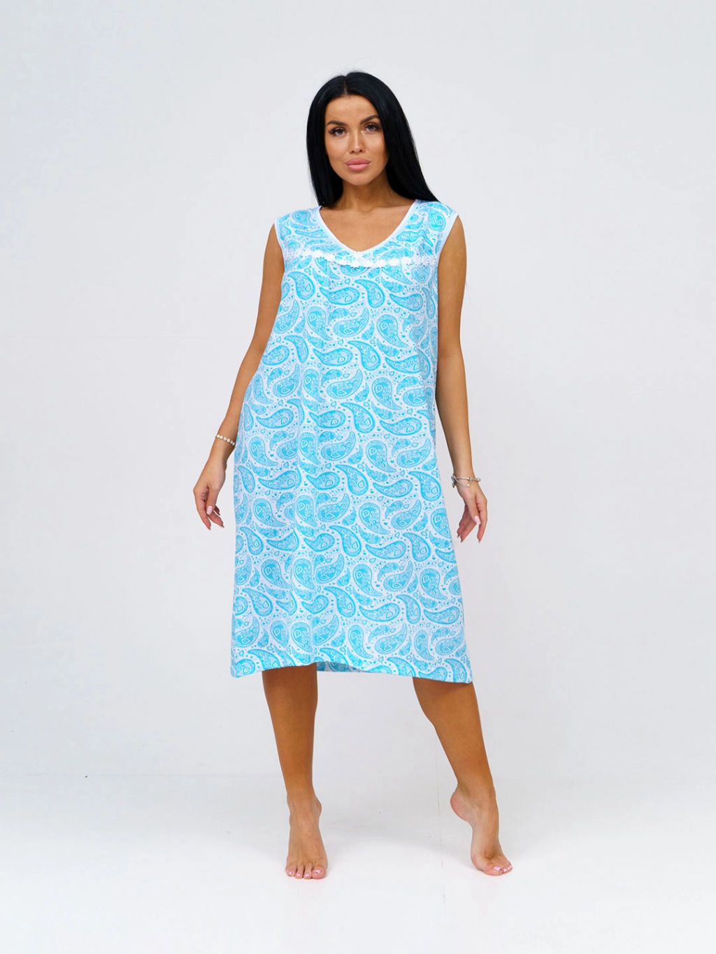 Ночная сорочка женская, цвет белый голубой