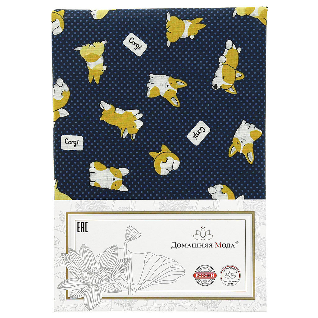 Пододеяльник на пуговицах Евро Макси "Корги" 240х215см, бязь "Комфорт" 121г/м2, хлопок 100%, упаковка "классическая" ПВХ 28х41см, "Домашняя мода" (Россия)