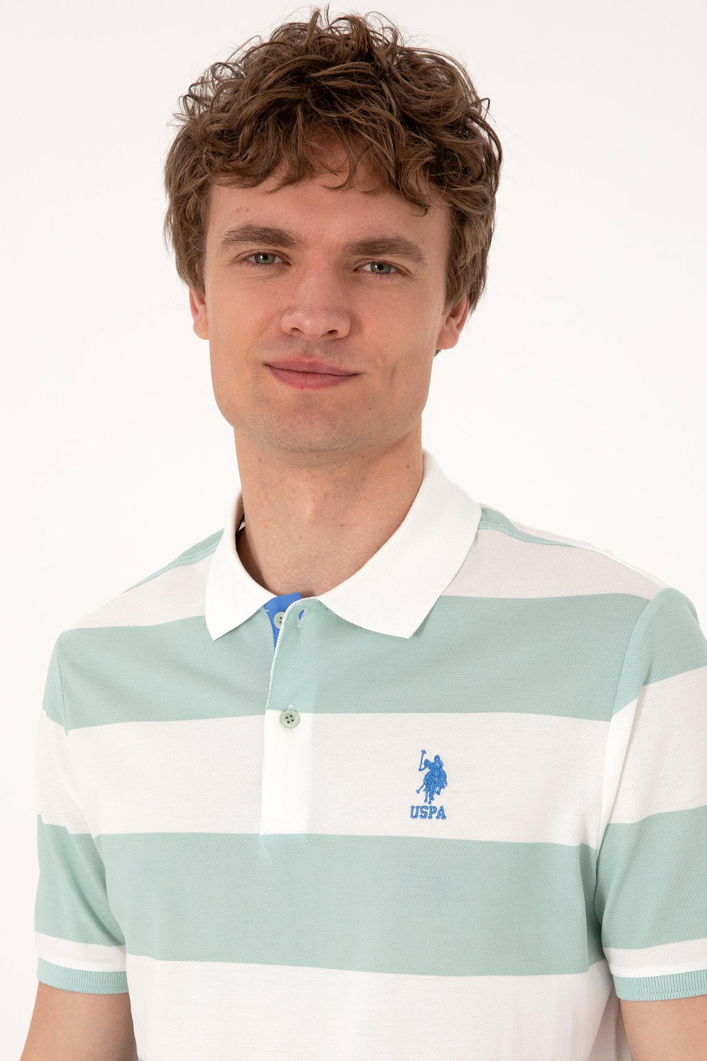 Erkek Regular Fit Su Ye_ili Polo Yaka _izgili Ti__rt Sepette S_rpriz _ndirim - U.s. polo assn фото 2