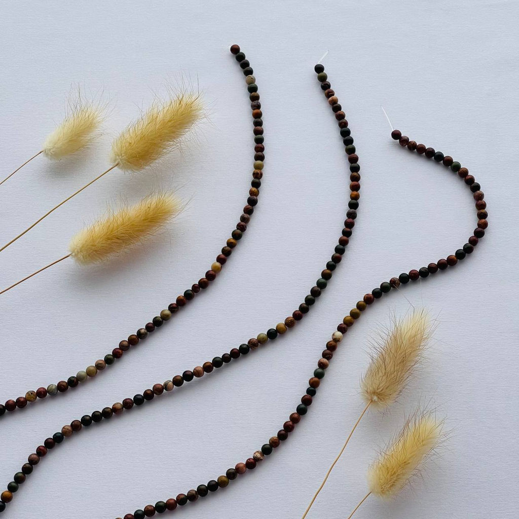 Бусины для украшений из Яшмы "Пикассо" (82 бусины) 37 см