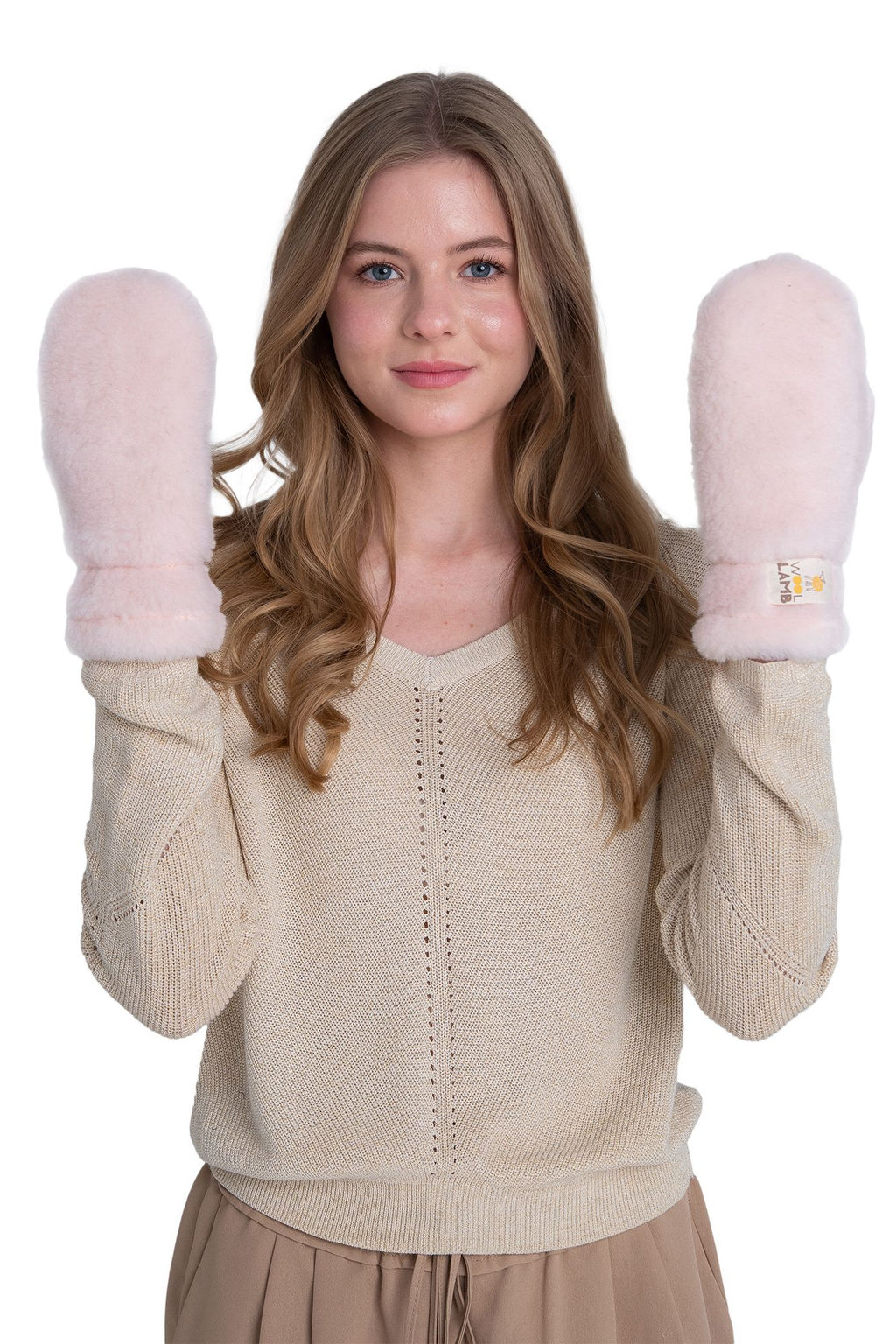 Варежки меховые на резинке ВАНИЛЬ - Woollamb фото 39