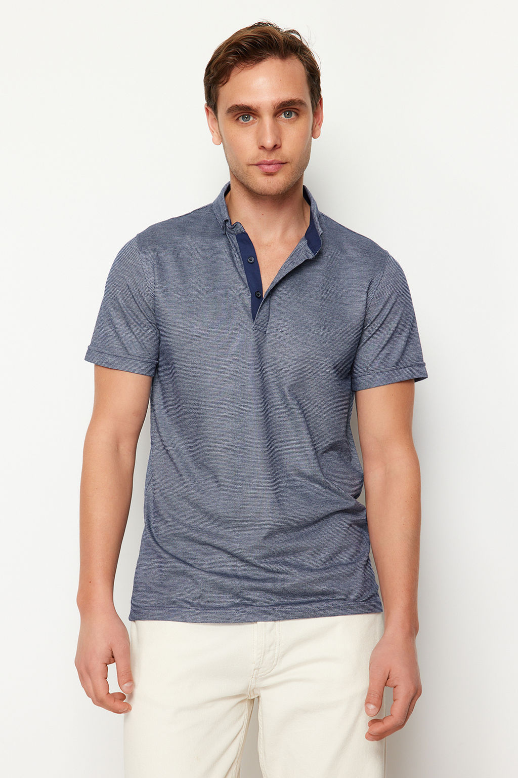 Lacivert Regular/Normal Kesim Polo Yaka T-shirt TMNSS24PO00034 - Trendyolmilla фото 2
