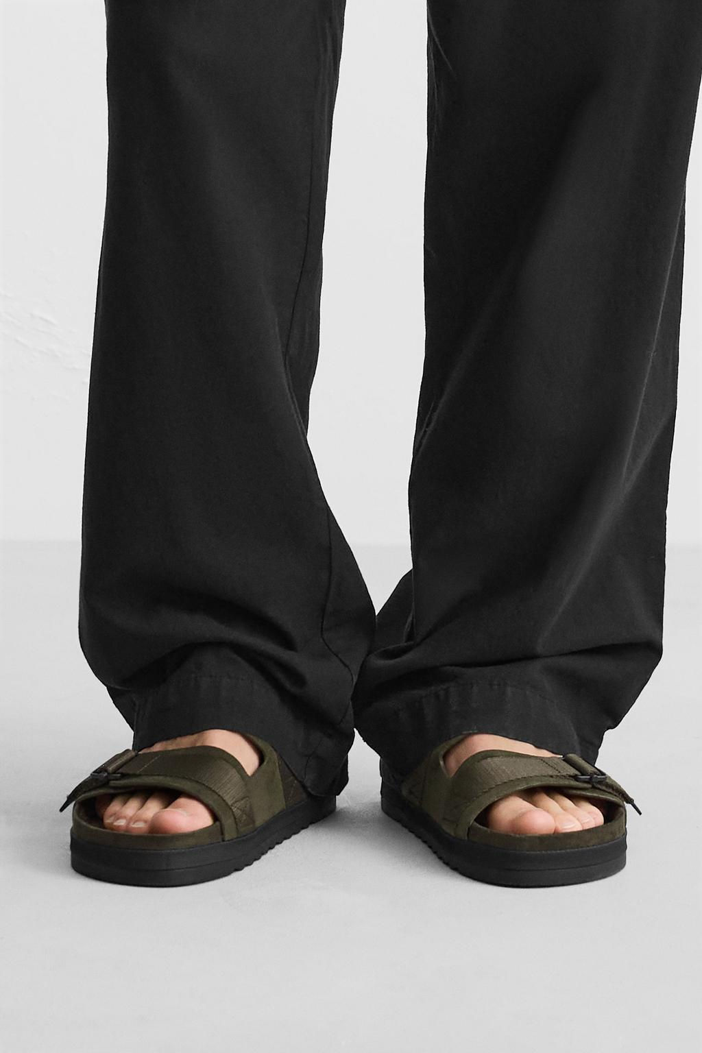 DOUBLE STRAP LEATHER SANDALS - Zara фото 11
