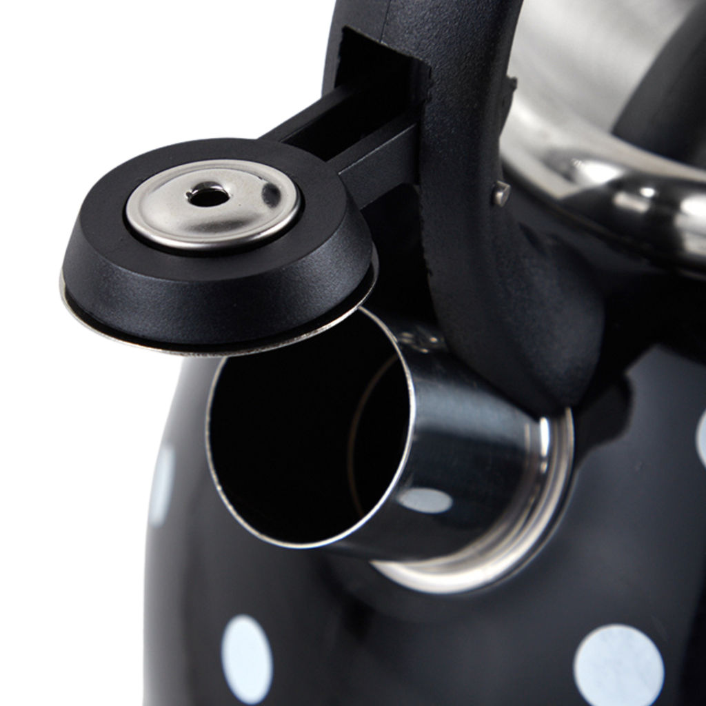 Чайник 2,5л нержавеющая сталь HR732-1 черный в белый горох OLS-001-5