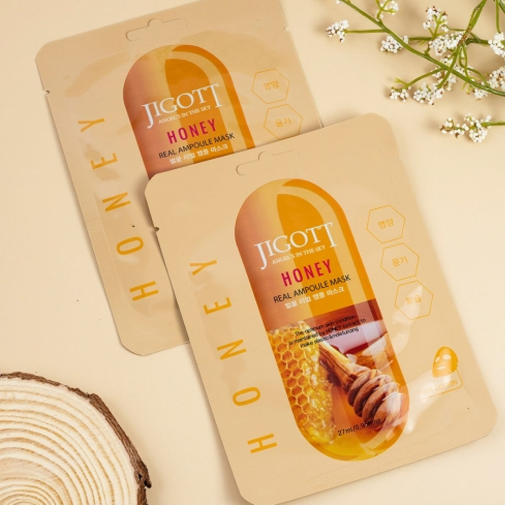 Jigott Ампульная тканевая маска с прополисом и мёдом / Honey Real Ampoule Mask, 27 мл УЦЕНКА