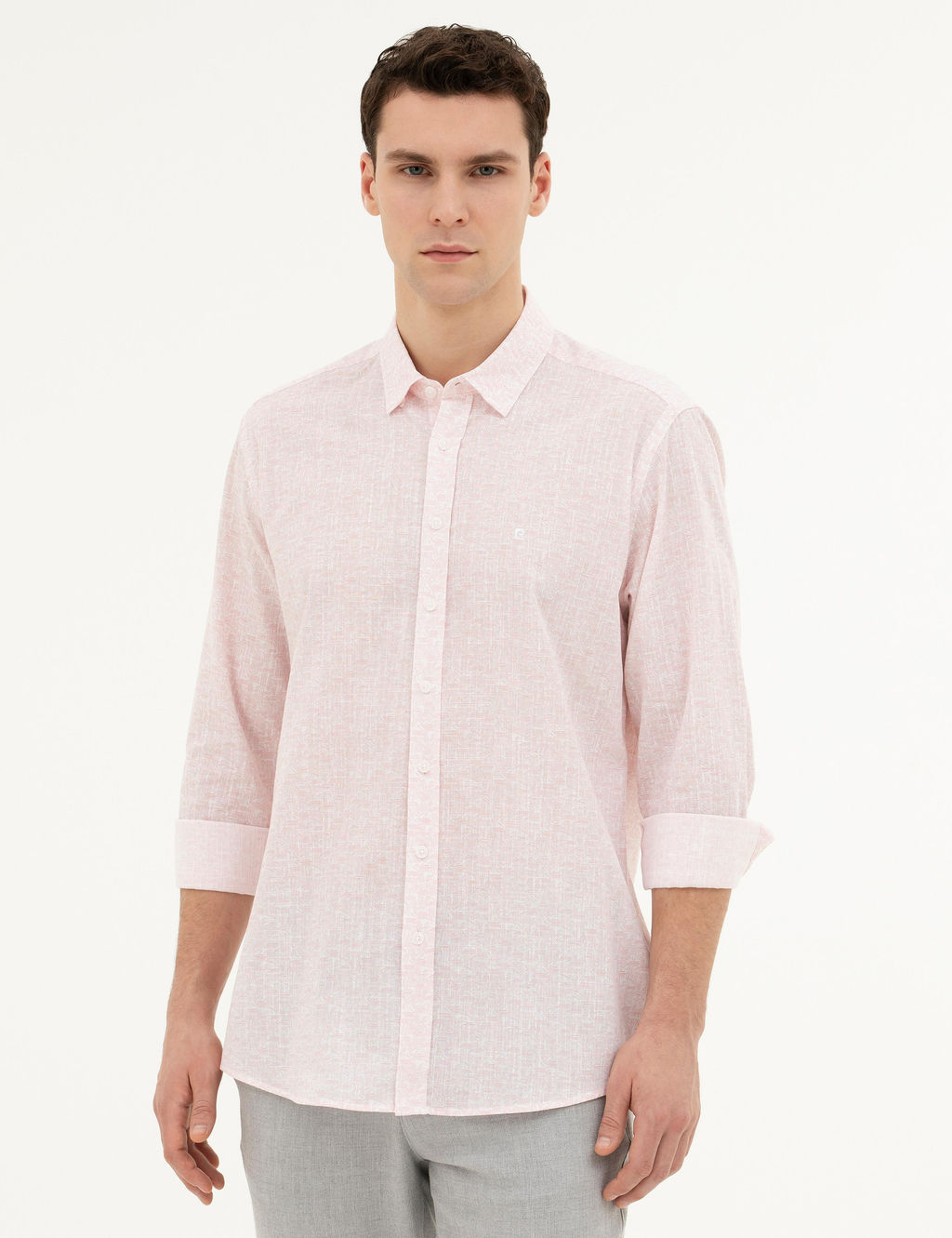 Рубашка Pierre Cardin Acik Pembe Regular Fit светло-розовая