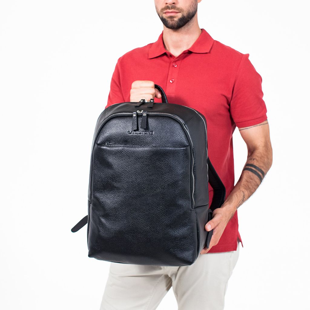 Кожаный мужской рюкзак для ноутбука Faber Grey/Black - Lakestone фото 25