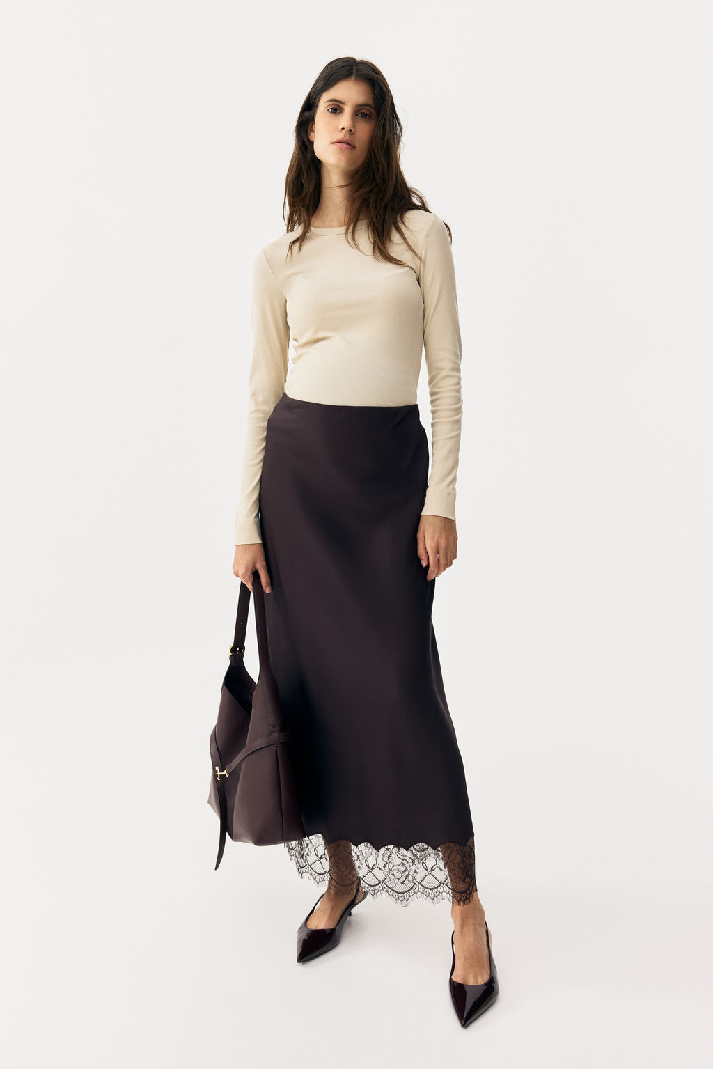 MAMA Falda de sat?n con ribete de encaje - H&m фото 4