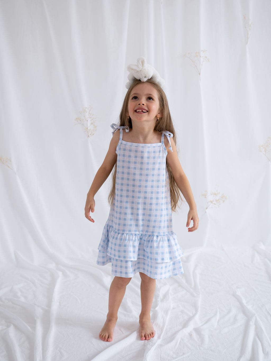 Платье для девочки клетка, бел/гол - Lesi kids фото 5