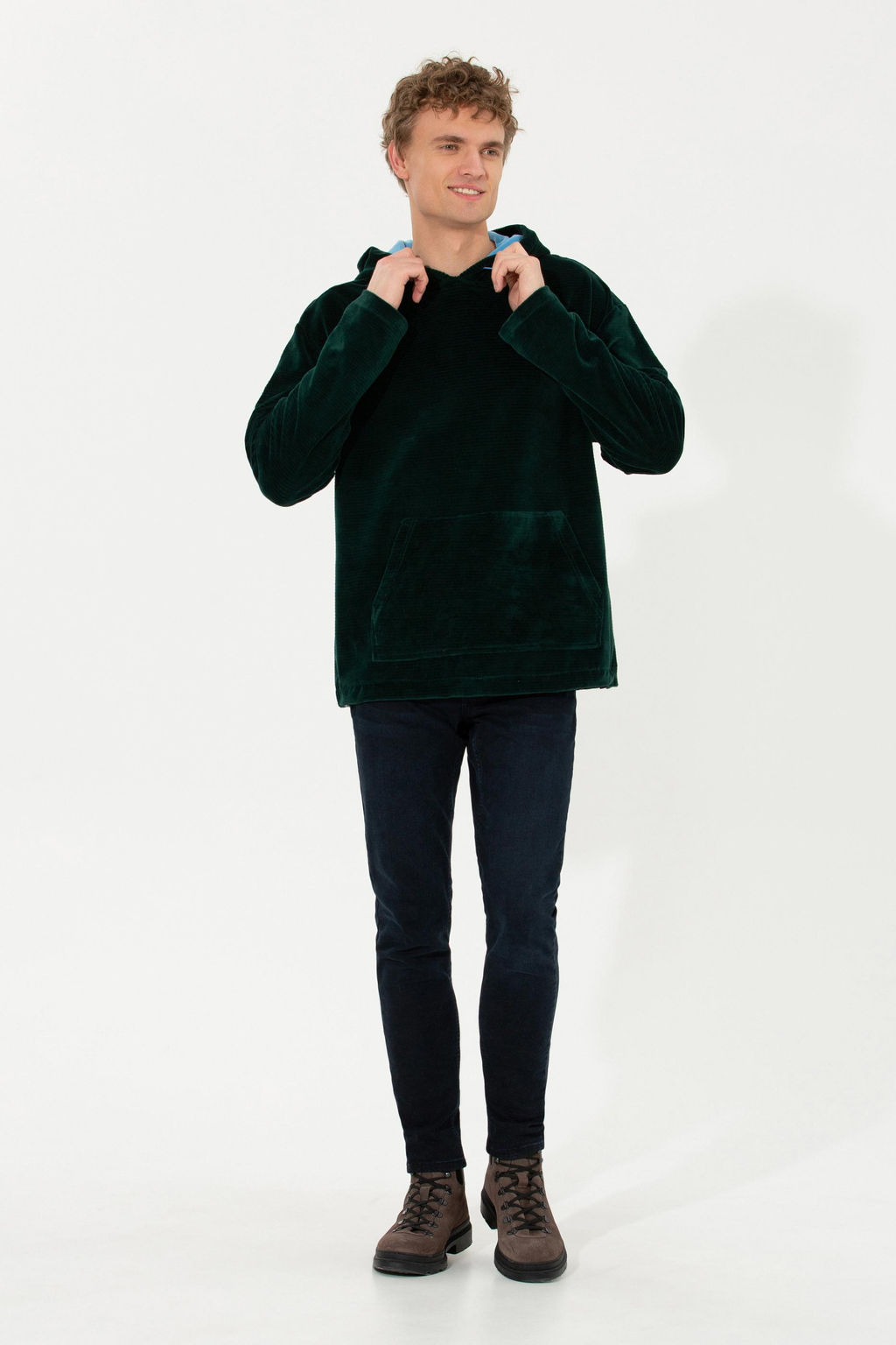 U. S. Polo Assn Мужская зеленая комфортная толстовка с капюшоном - U.s. polo assn фото 4