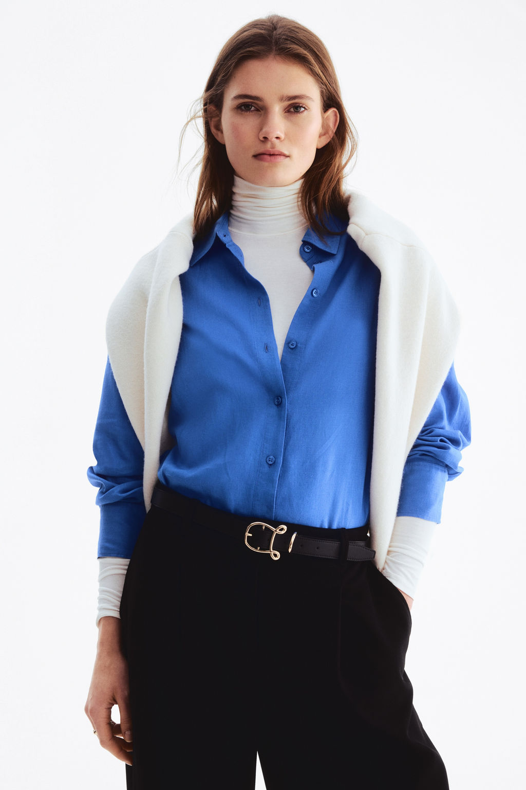 Camisa oversize en mezcla de lino - H&m фото 5