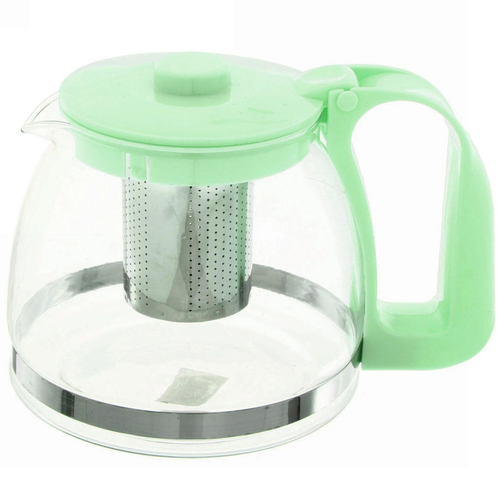 Чайник заварочный стеклянный 1200 мл с металлическим ситом Селфи,микс