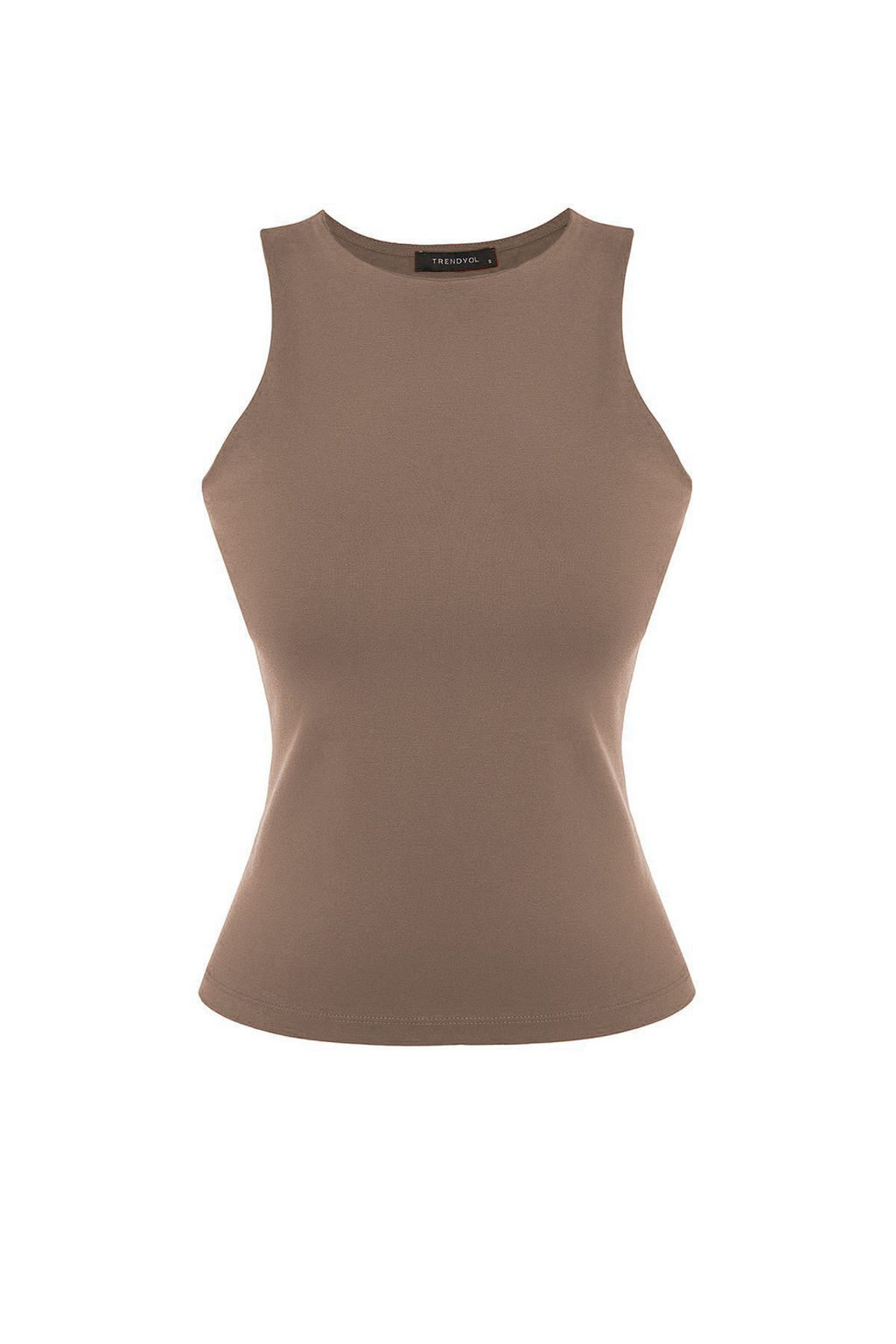 Vizon Pamuklu Halter Yaka Fitted/Vucuda Oturan Esnek Orme Atlet TWOSS23AL00069