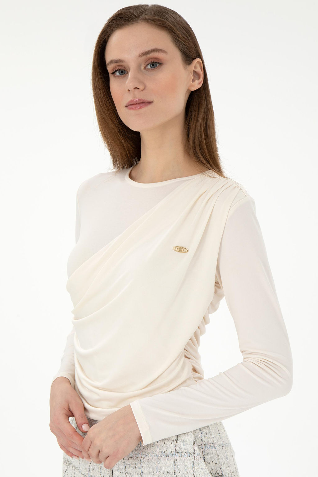 Женский кремовый свитшот Неожиданная скидка в корзине - U.s. polo assn фото 3