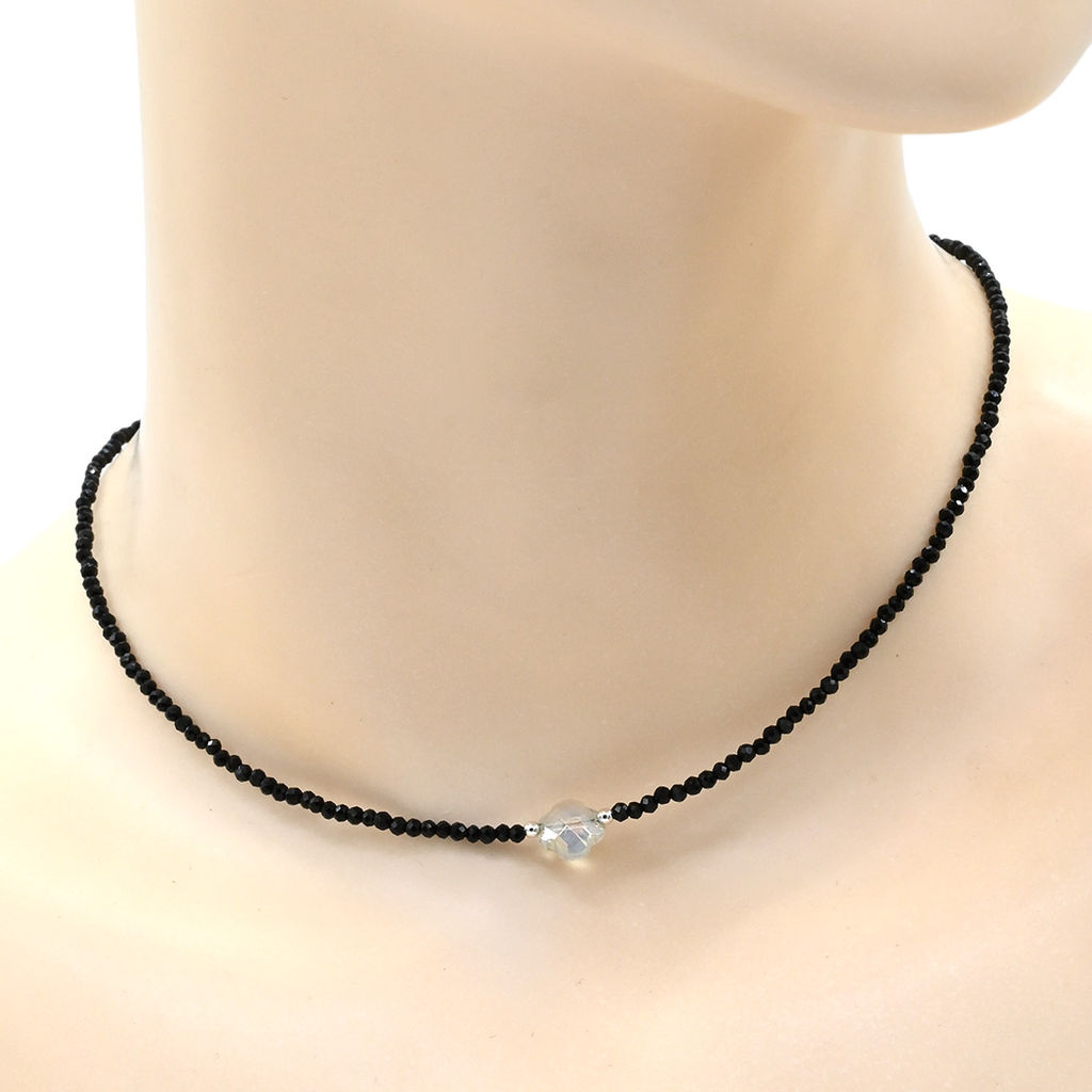 Чокер из шпинели шарик граненый 2мм с подвеской из циркона, 38см Радуга камня  фото 3