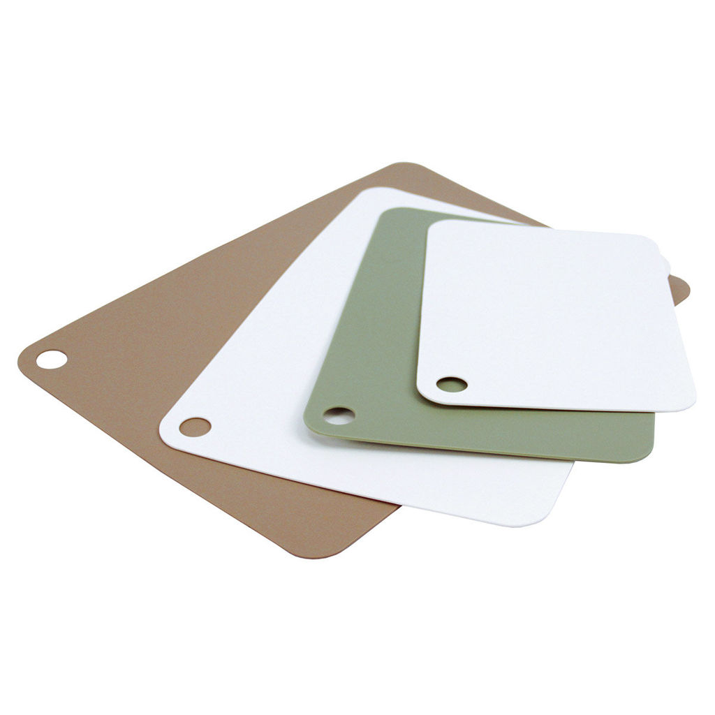 51767 WERNER Набор гибких разделочных досок RAMO из 4 шт.: 40,0x28,5x0,2 см, 35,0x25,0x0,2 см, 30,0x21,2x0,2 см, 25,0x17,5x0,2 см. Цвета: коричневый, белый, зеленый. Материал: полиэтилен.  фото 8