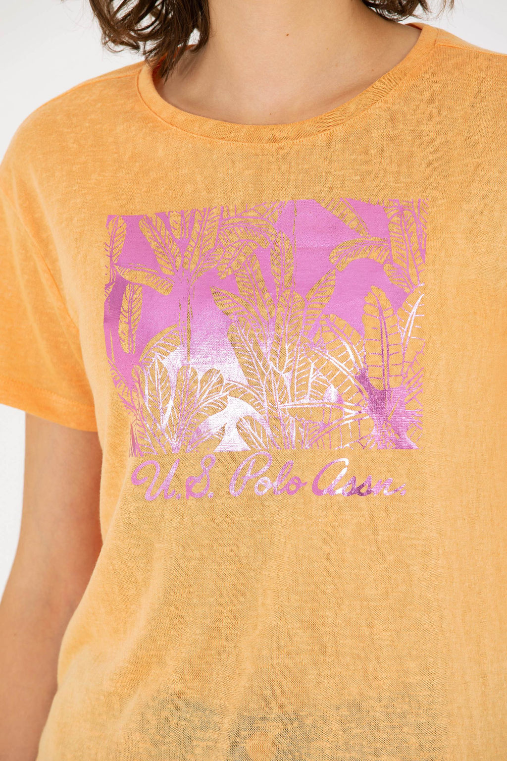 U. S. Polo Assn Женская оранжевая футболка с круглым вырезом - U.s. polo assn фото 7