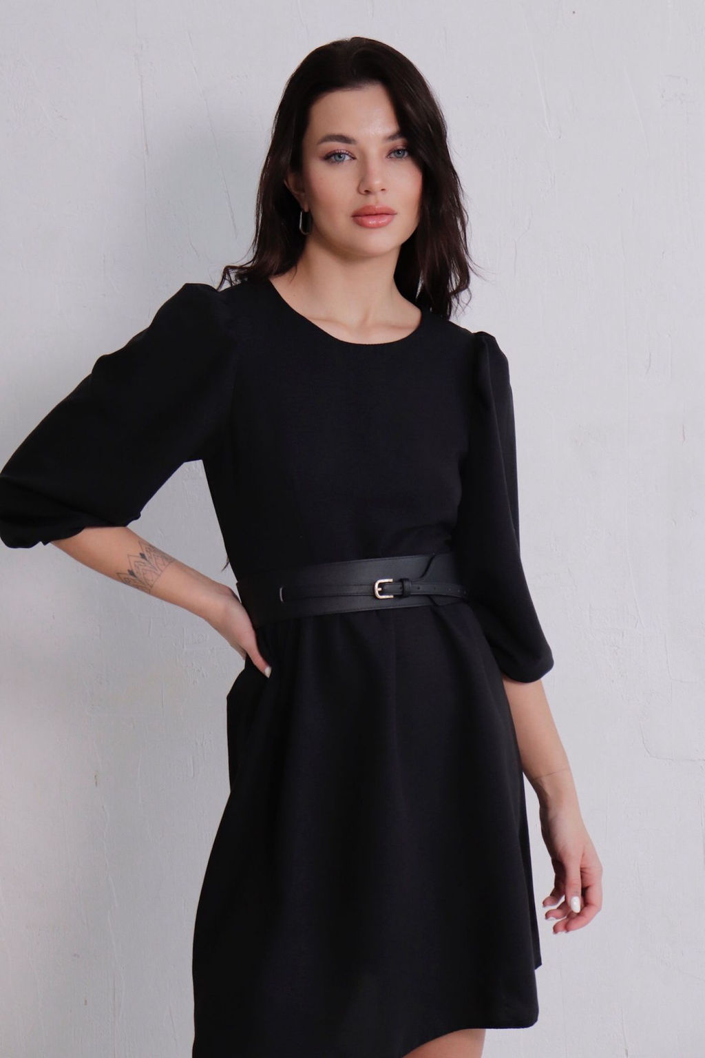 Платье чёрное с присборенной юбкой - Martichelli фото 4