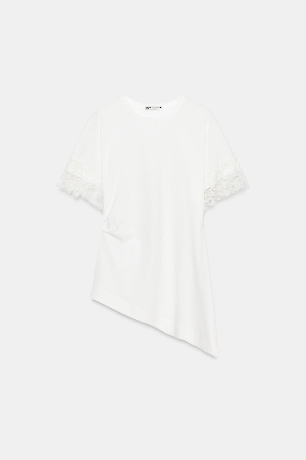 CAMISETA ASIM?TRICA ENCAJE / Blanco - Zara фото 6