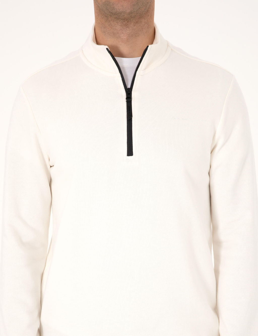 Ekru 3 _plik Regular Fit Fermuarl_ Dik Yaka Basic Sweatshirt - Pierre cardin фото 6