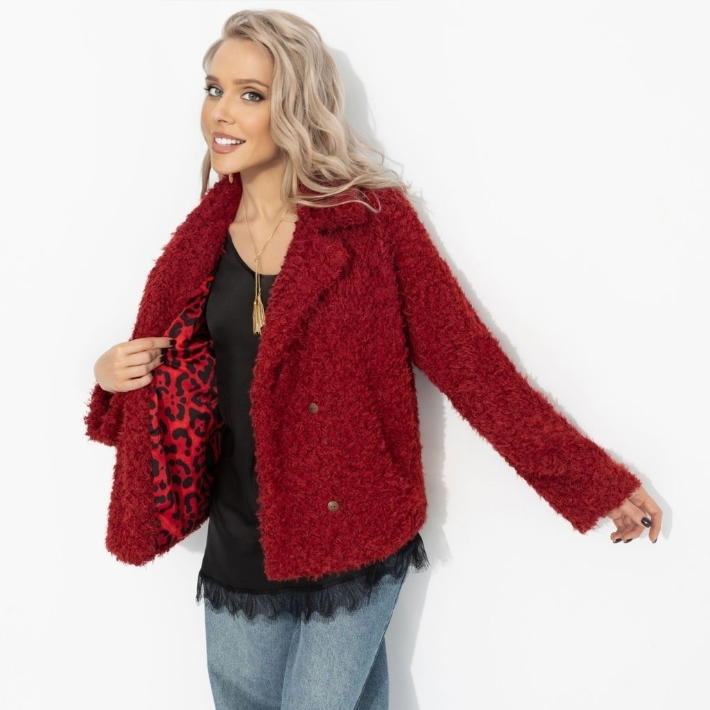 Розыгрыш. Полупальто с акцентным подкладом, Слишком заметна (красный закат, oversize, 50-56)