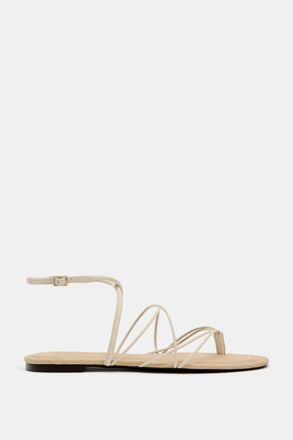 SANDALIA PLANA TIRAS PIEL / Blanco Crudo - Zara фото 3