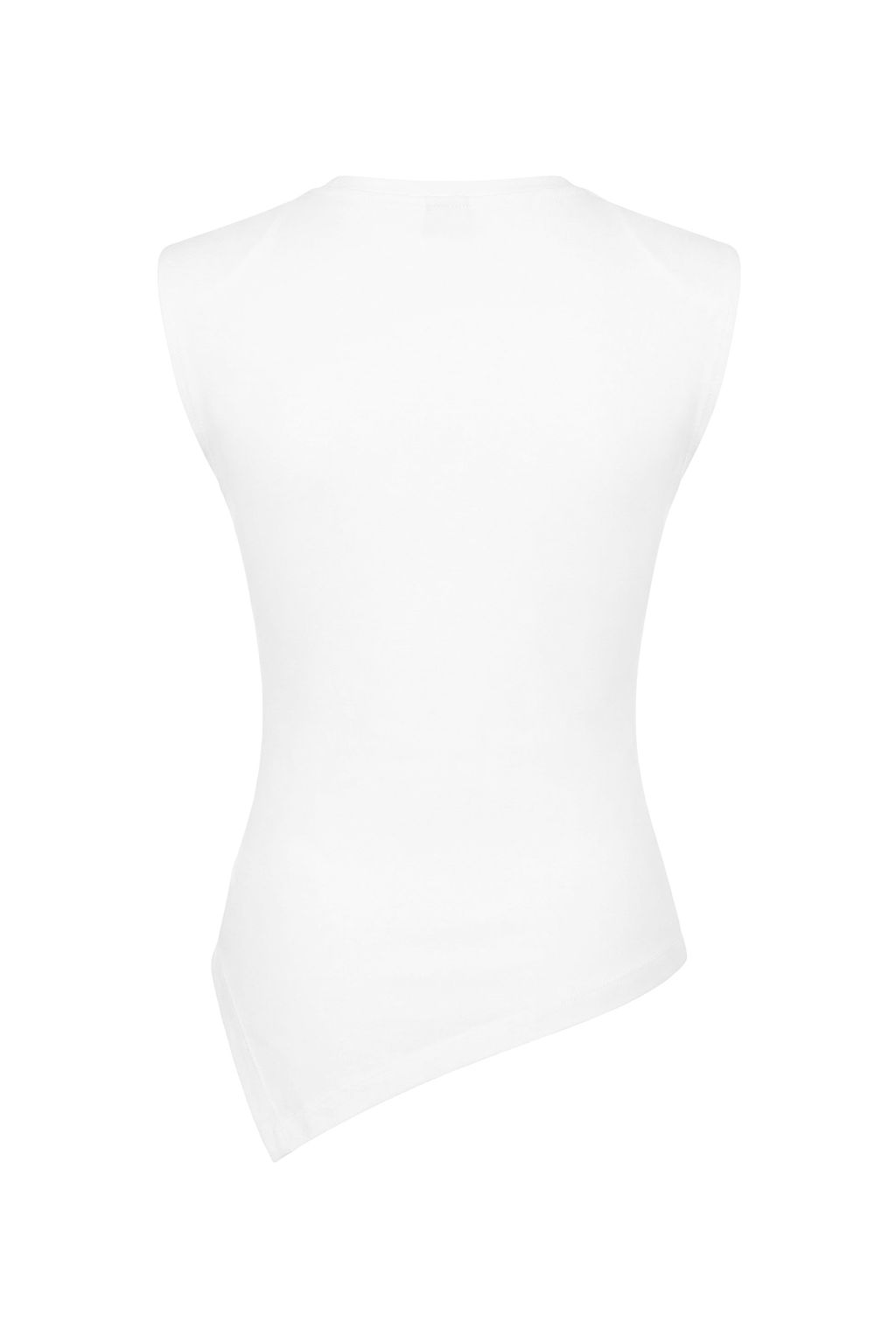 Ekru Fitted/Vucuda Oturan Kolsuz Asimetrik Pamuklu Esnek Orme Bluz TWOSS26BZ00081