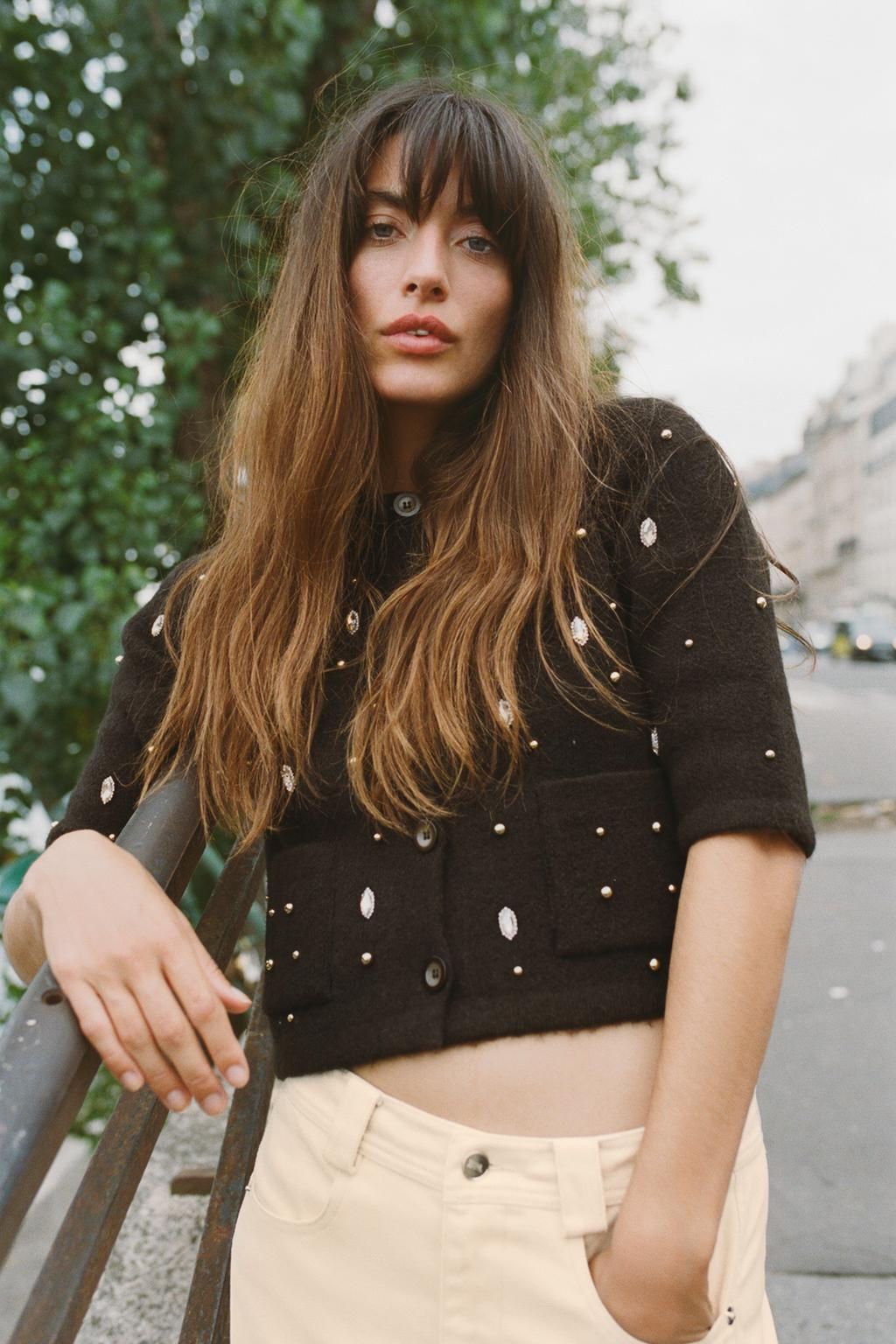 BEADED RHINESTONE KNIT CARDIGAN - Zara фото 2