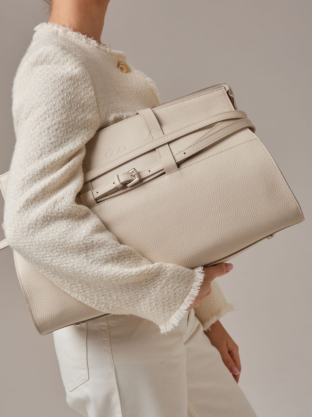 Кожаная сумка Rumi DBR 31152 светлый крем  фото 3