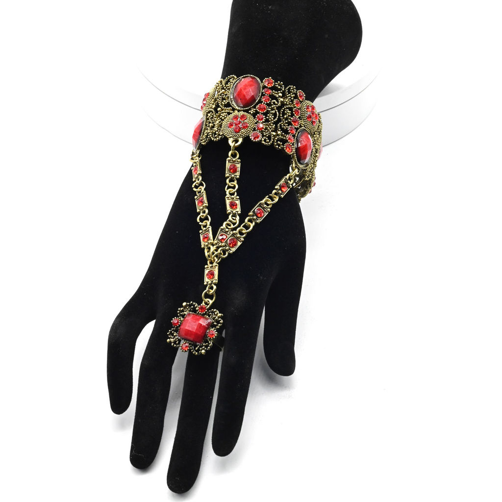 Браслет-слейв с цирконами и муранским стеклом цв.аллый