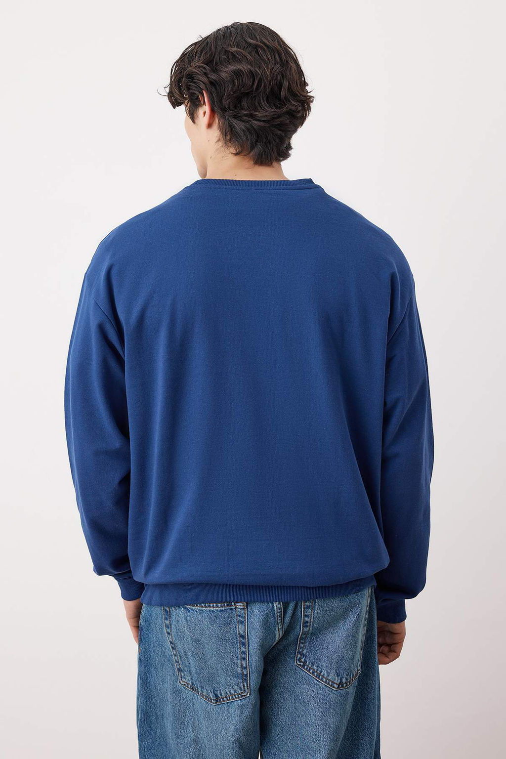 Lacivert-Tas 2li Paket Oversize/Genis Kesim Ici Polar/S?cak Tutan Sweatshirt TMNAW24SW00001